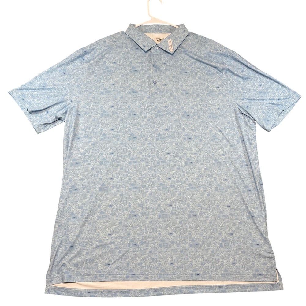 1764 Signature Techie Polo Shirt Mens 2XL Blue‎ Techie Print NWOT